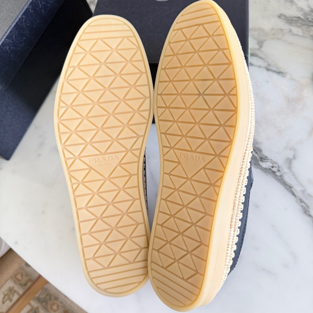 Prada Nappa Leather Mens Loafers Blue Espadrille Rope Trim SlipOn 2DG156 US8 - Picture 14 of 14